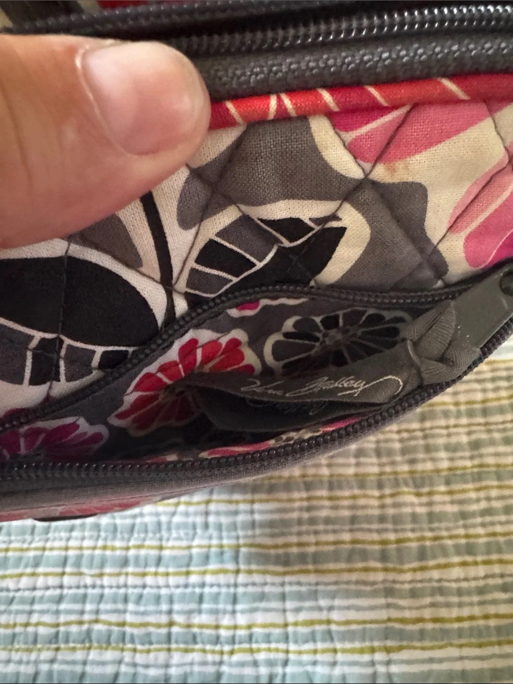 Vera Bradley Pink and Gray Floral Quilted Crossbody